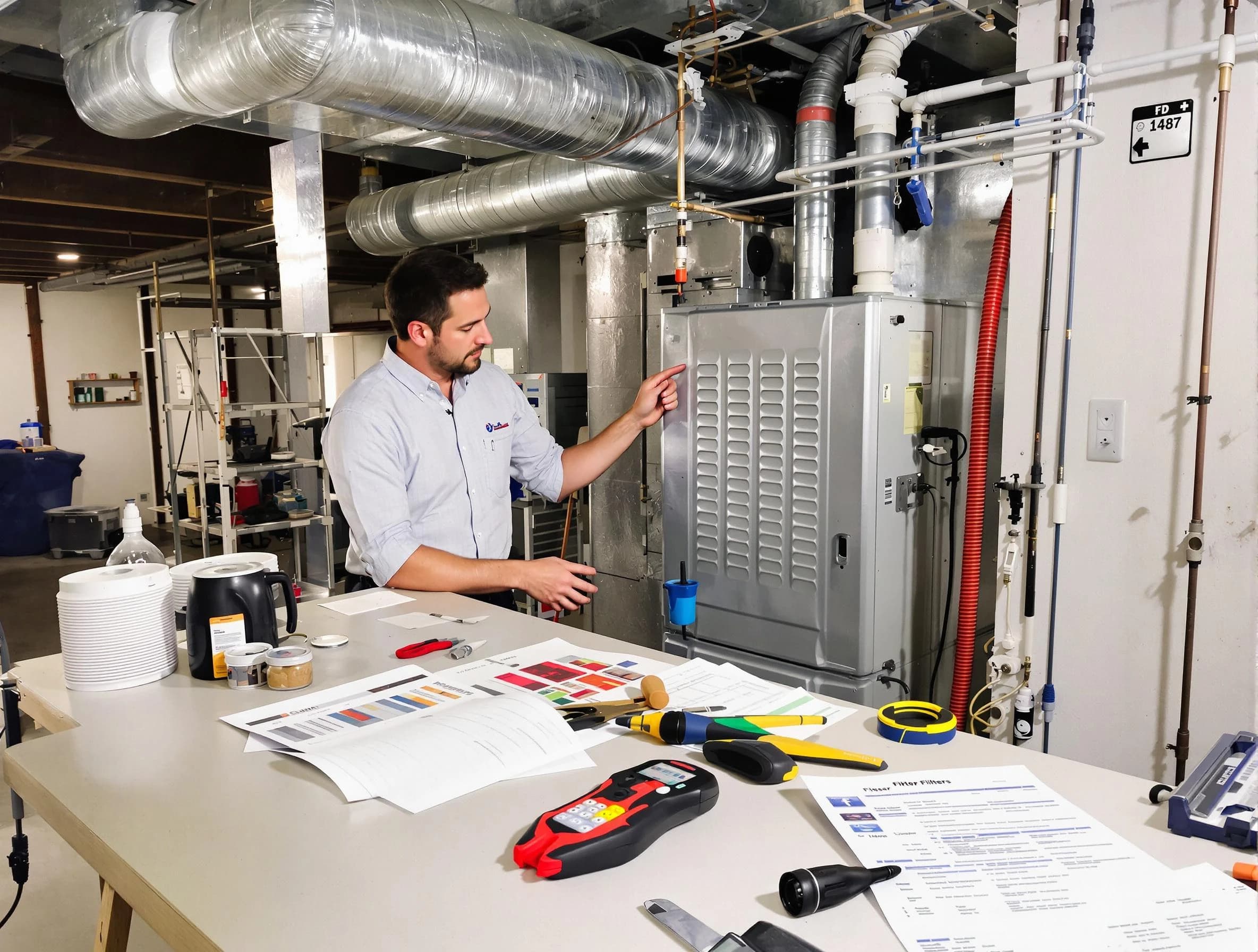 McCalla Air Duct Cleaning inspector conducting detailed filter system evaluation using professional diagnostic tools in McCalla